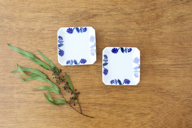 Square Plate Blue Flower | Hasami Ware