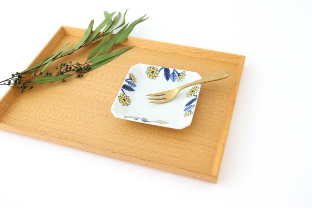 Square Plate Yellow Flower | Hasami Ware