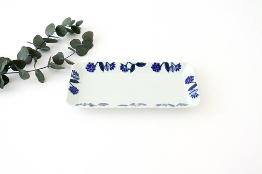 Rectangle Plate Blue Flower | Sushi Plate Hasami Ware-TOP