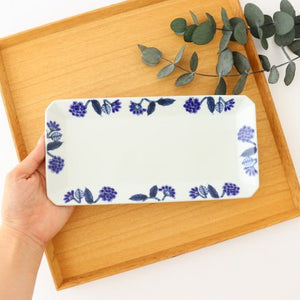 Rectangle Plate Blue Flower | Sushi Plate Hasami Ware-Detail3