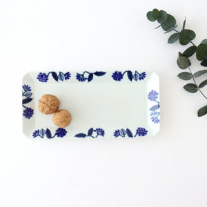 Rectangle Plate Blue Flower | Sushi Plate Hasami Ware-Detail7
