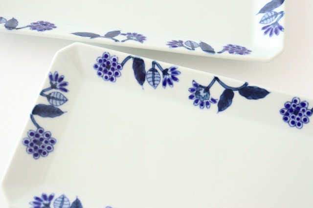 Rectangle Plate Blue Flower | Sushi Plate Hasami Ware-Detail8