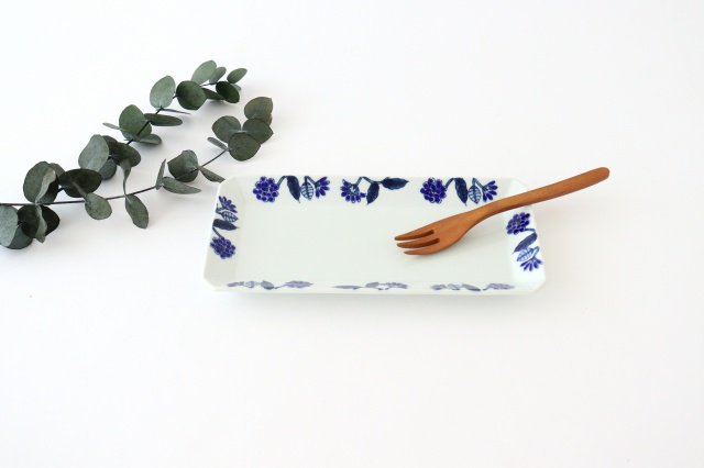 Rectangle Plate Blue Flower | Sushi Plate Hasami Ware-Detail9