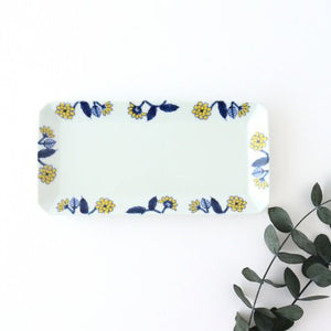 Rectangle Plate Yellow Flower | Sushi Plate Hasami Ware-TOP