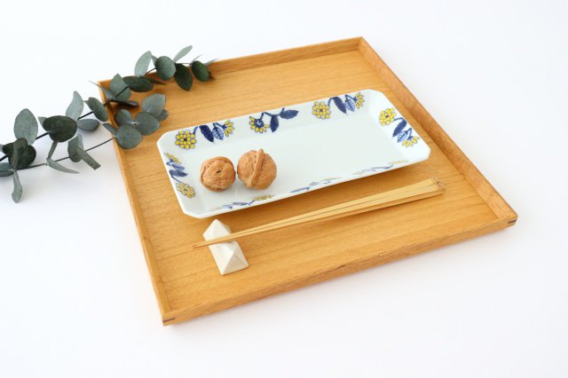 Rectangle Plate Yellow Flower | Sushi Plate Hasami Ware-Detail6