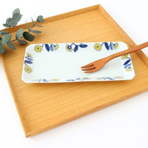 Rectangle Plate Yellow Flower | Sushi Plate Hasami Ware-Detail7