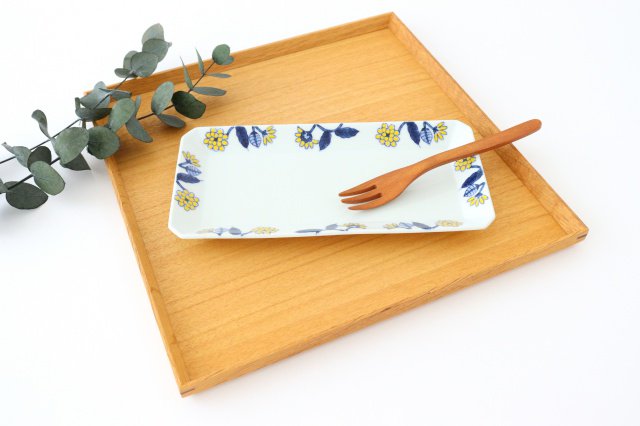 Rectangle Plate Yellow Flower | Sushi Plate Hasami Ware-Detail7