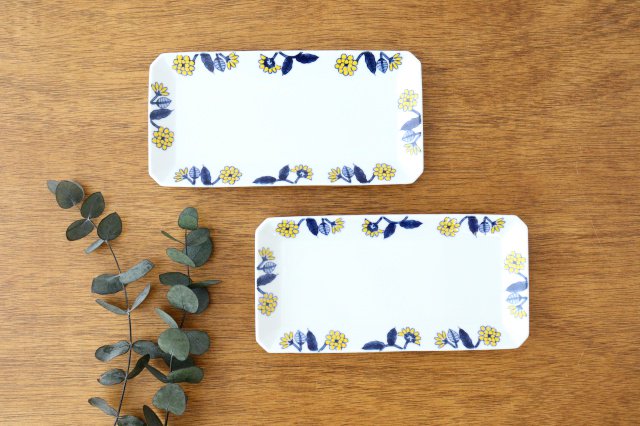 Rectangle Plate Yellow Flower | Sushi Plate Hasami Ware-Detail10