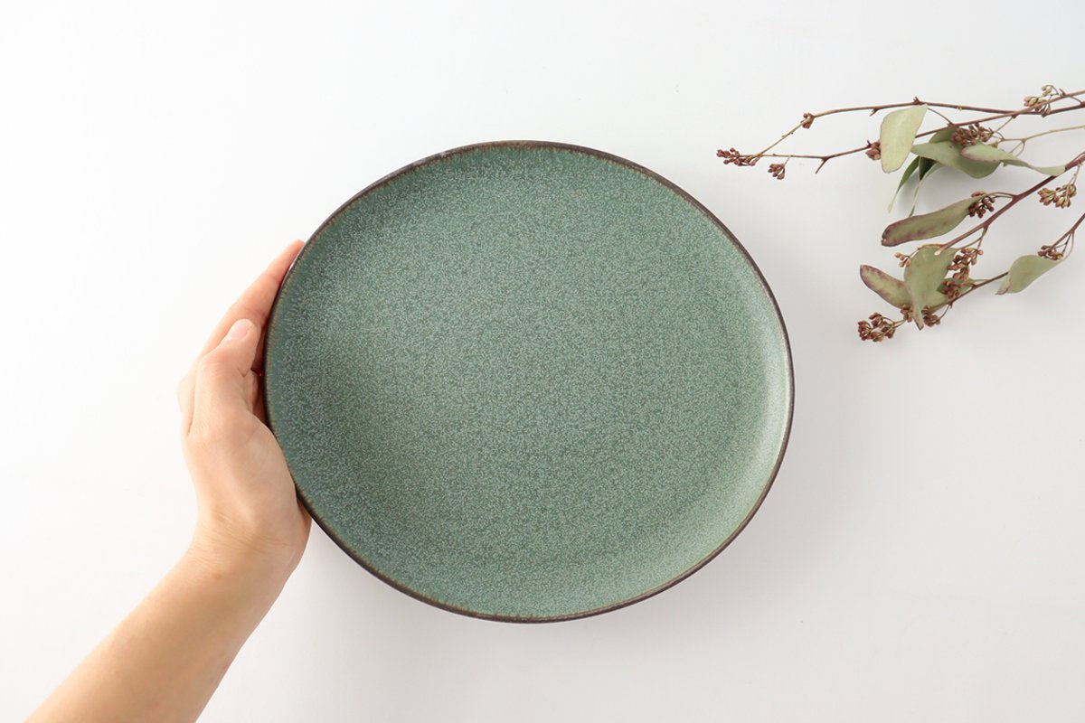 kei Large Plate Green | Mino Ware