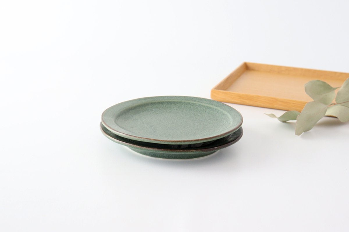 Serving plate green porcelain kei Mino ware