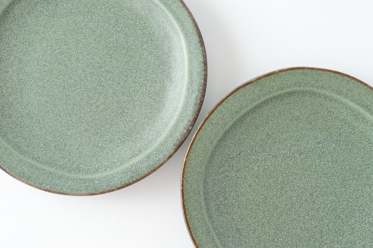 Serving plate green porcelain kei Mino ware