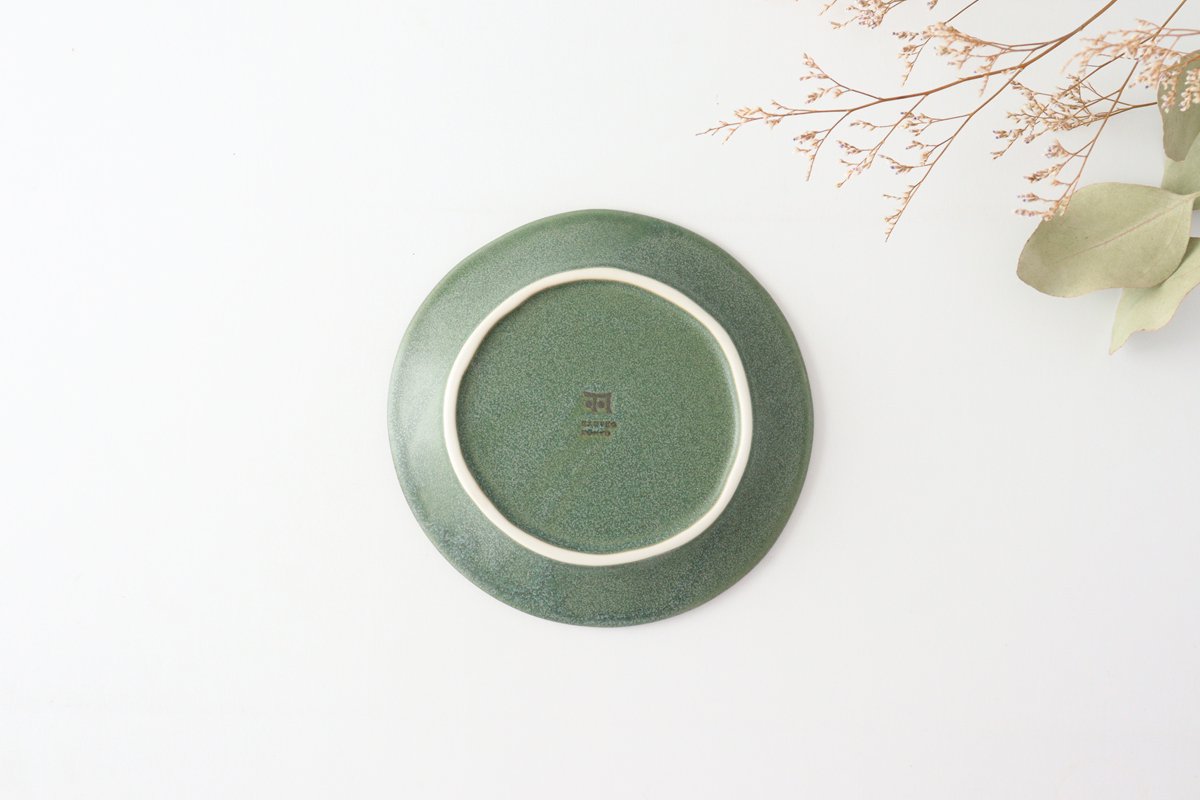 Serving plate green porcelain kei Mino ware