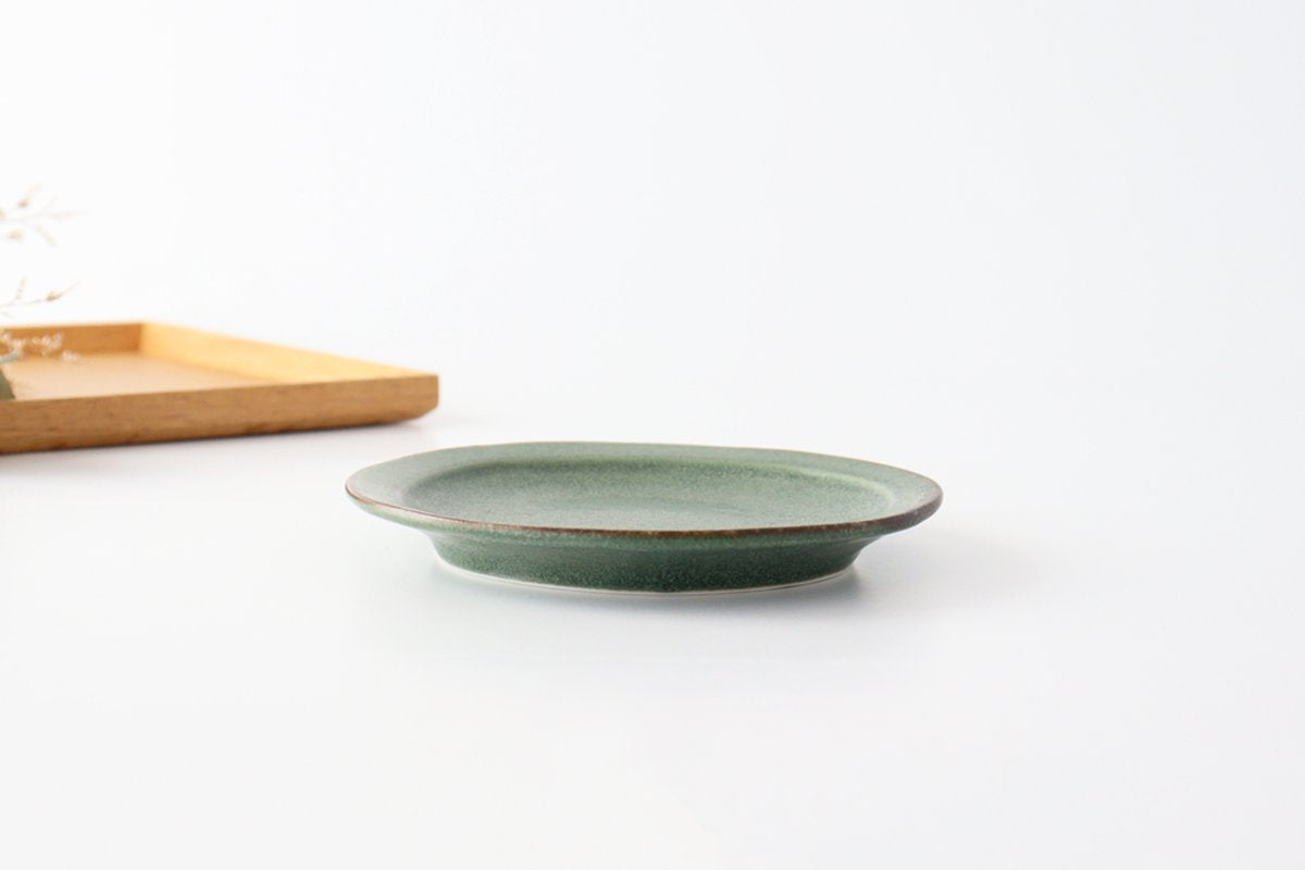 Serving plate green porcelain kei Mino ware