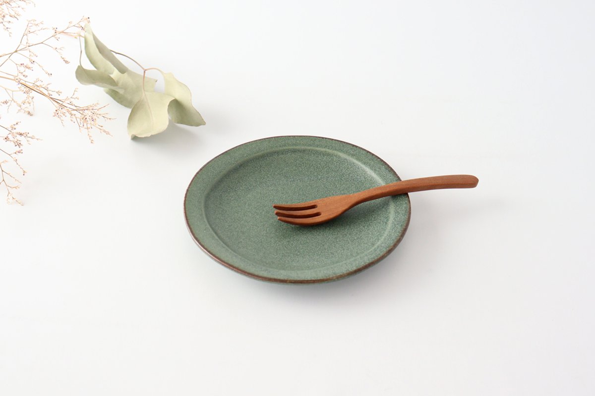 Serving plate green porcelain kei Mino ware