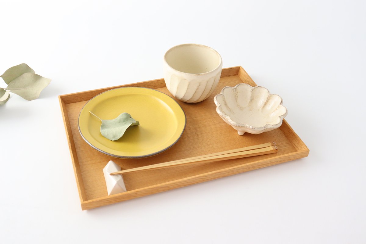 Serving plate mustard porcelain kei Mino ware