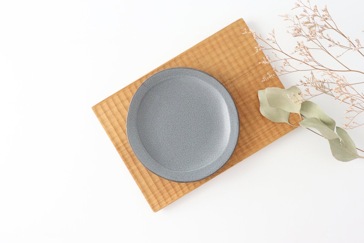 Serving plate gray porcelain kei Mino ware