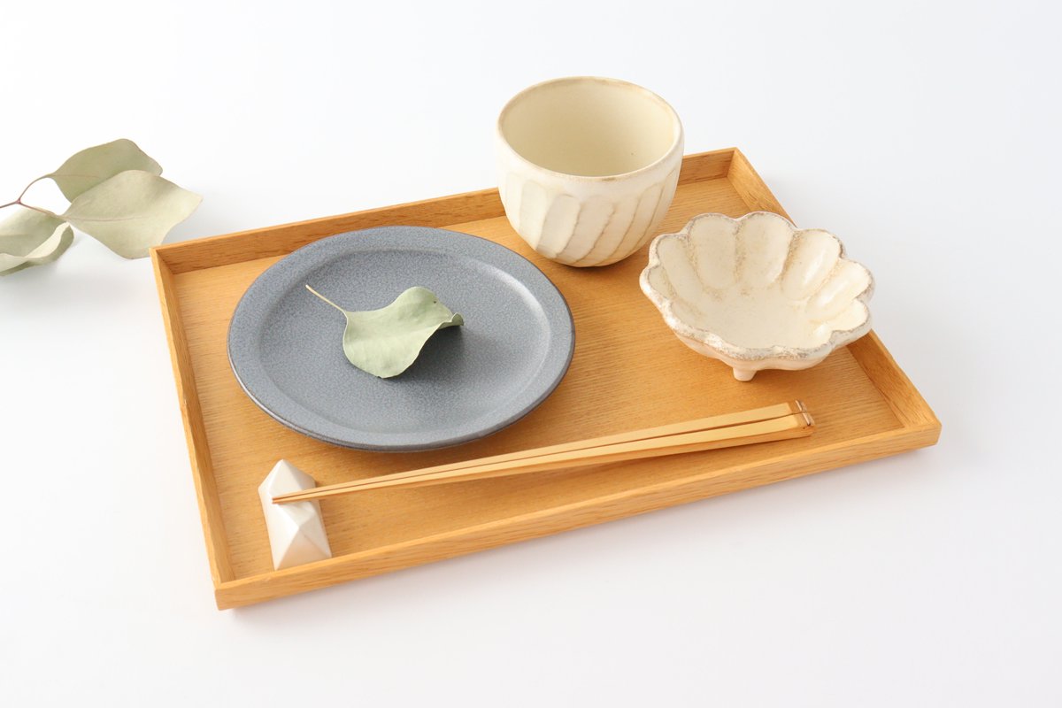Serving plate gray porcelain kei Mino ware