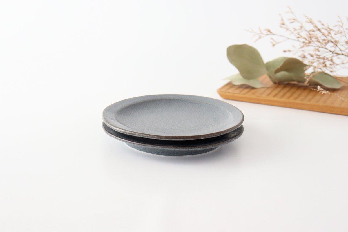 Serving plate gray porcelain kei Mino ware