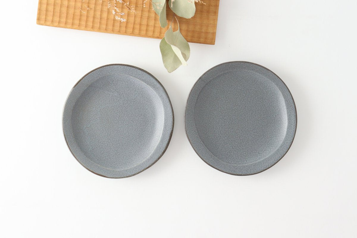 Serving plate gray porcelain kei Mino ware