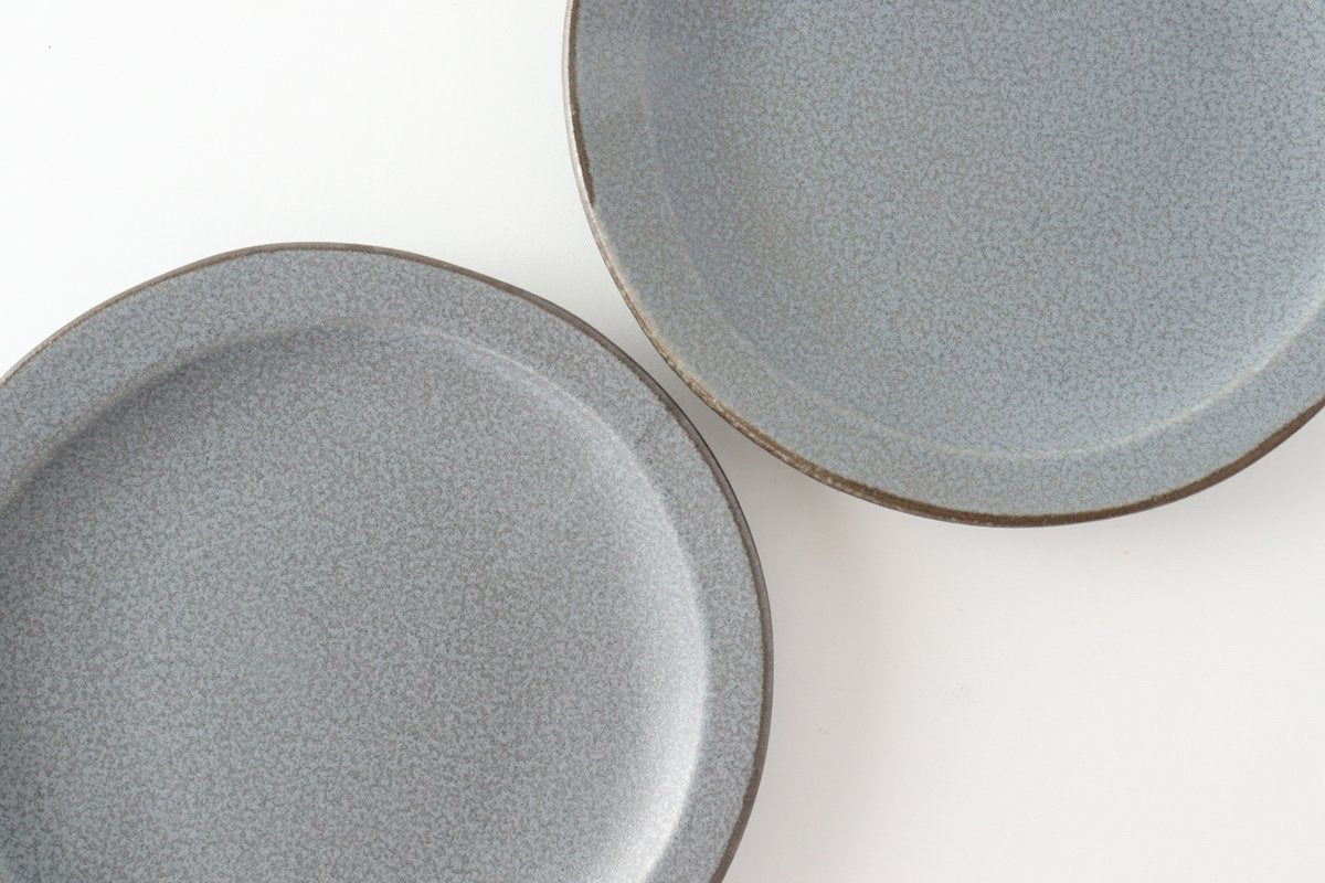 Serving plate gray porcelain kei Mino ware
