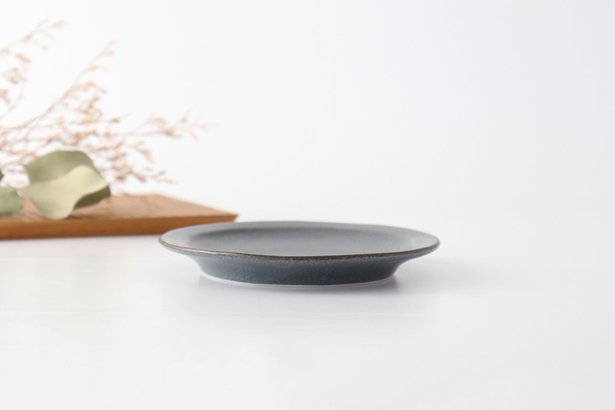 Serving plate gray porcelain kei Mino ware