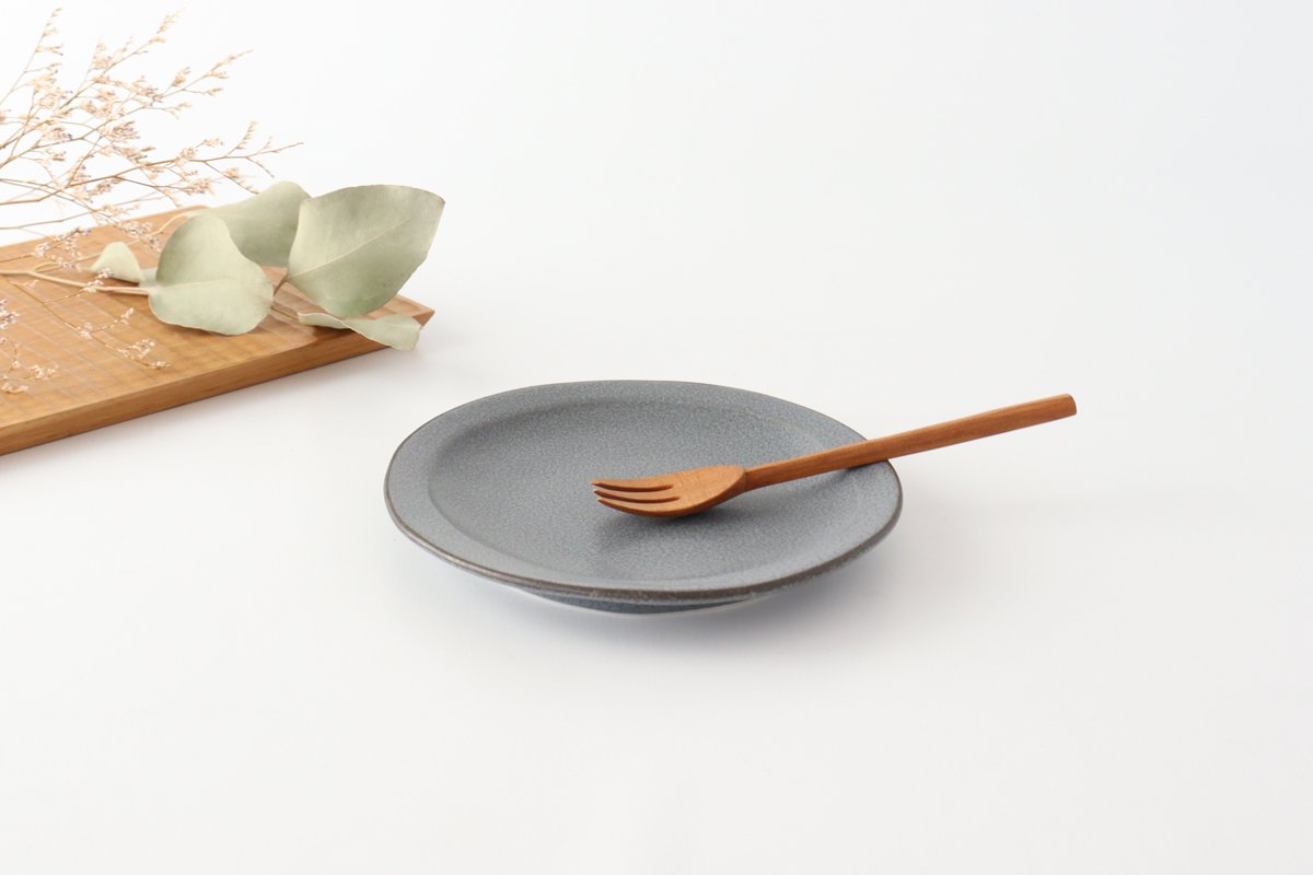 Serving plate gray porcelain kei Mino ware