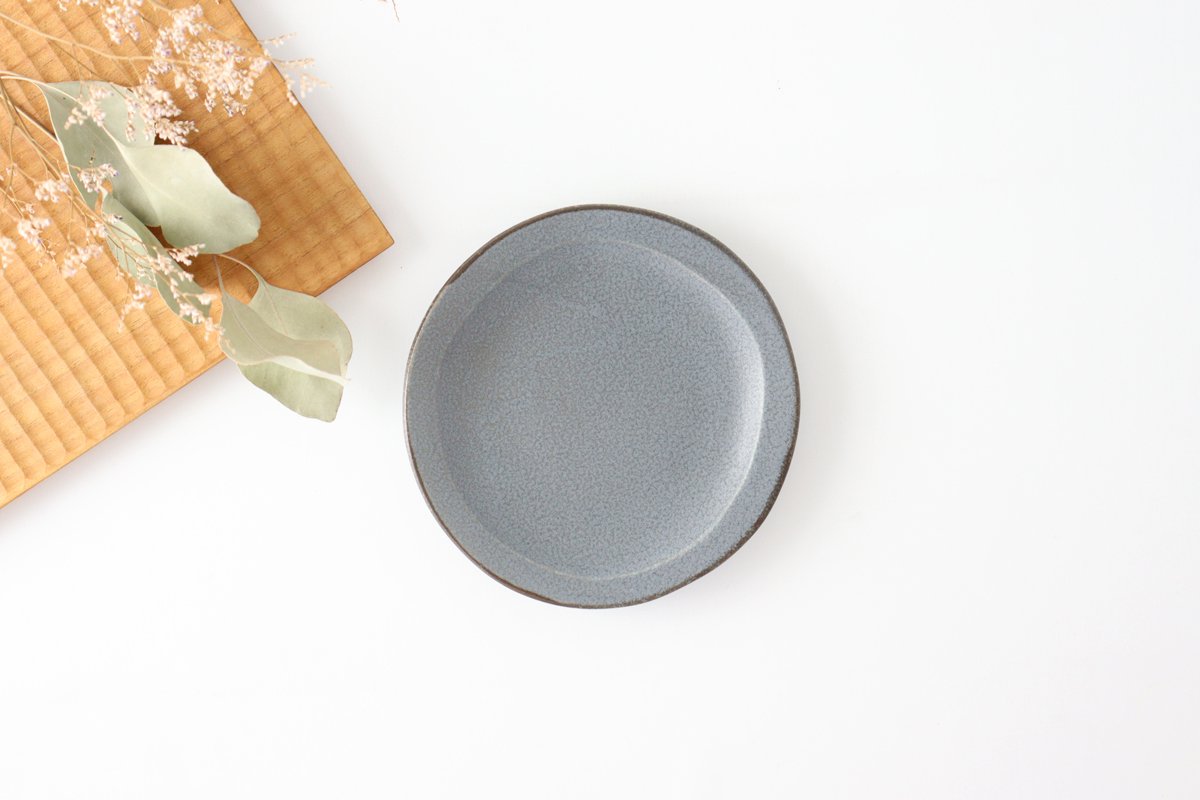 Serving plate gray porcelain kei Mino ware