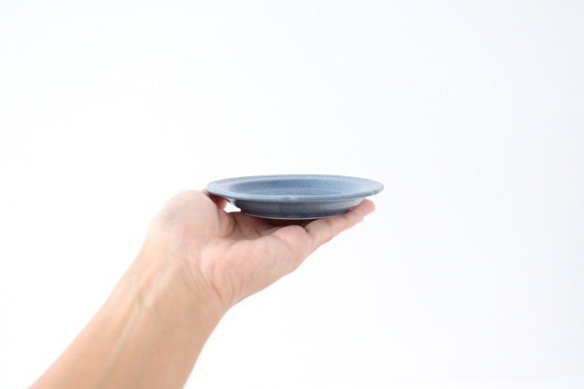 Line small plate blue porcelain Mino ware