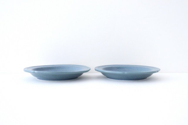 Line small plate blue porcelain Mino ware