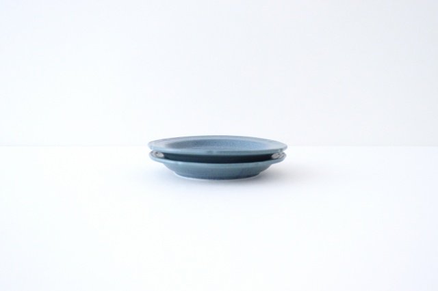 Line small plate blue porcelain Mino ware