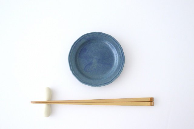 Line small plate blue porcelain Mino ware