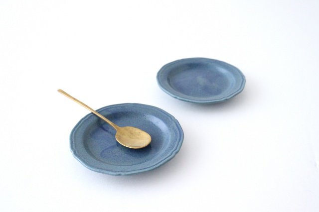Line small plate blue porcelain Mino ware