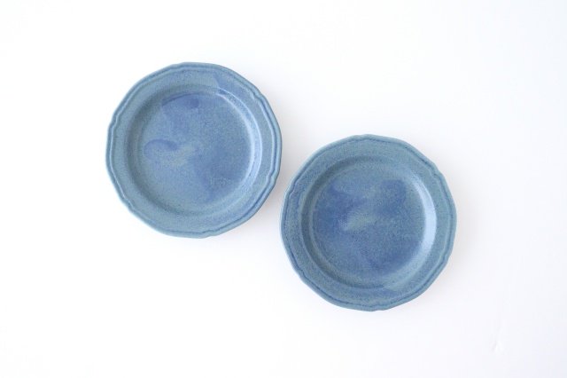 Line small plate blue porcelain Mino ware