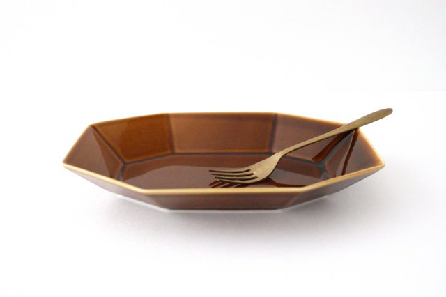Yasumi Oval Plate Brown Porcelain Mino Ware