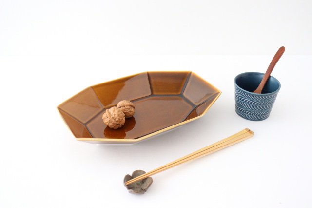 Yasumi Oval Plate Brown Porcelain Mino Ware