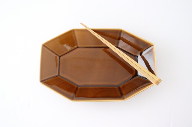 Yasumi Oval Plate Brown Porcelain Mino Ware