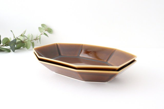 Yasumi Oval Plate Brown Porcelain Mino Ware