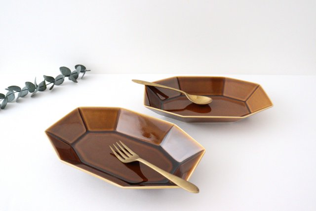 Yasumi Oval Plate Brown Porcelain Mino Ware