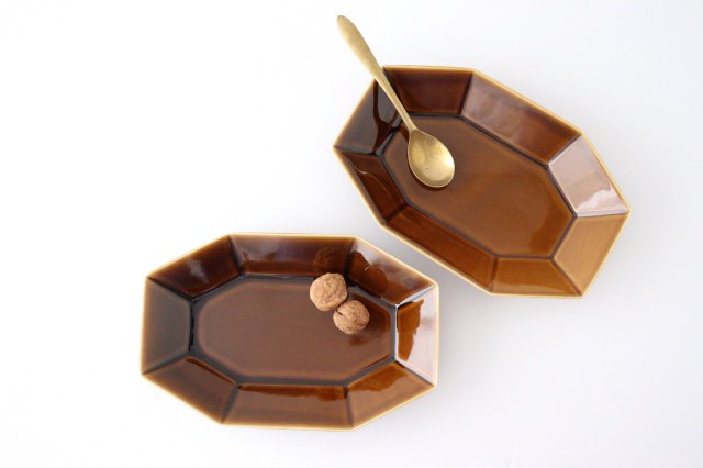 Yasumi Oval Plate Brown Porcelain Mino Ware