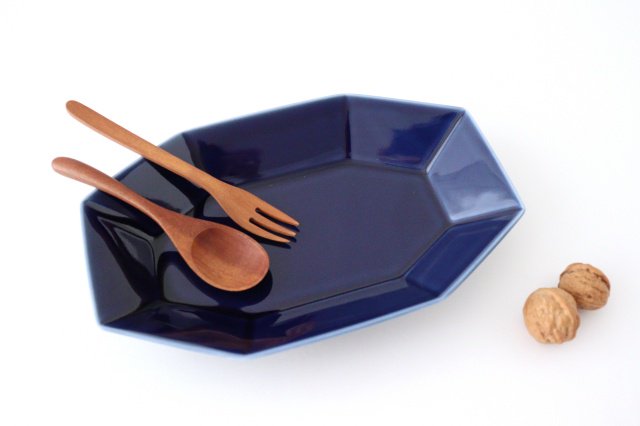 Yasumi Oval Plate Blue Porcelain Mino Ware