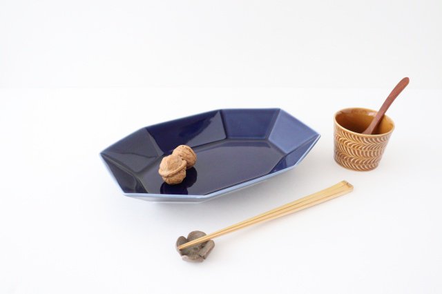 Yasumi Oval Plate Blue Porcelain Mino Ware