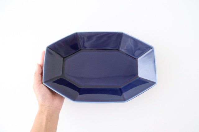 Yasumi Oval Plate Blue Porcelain Mino Ware