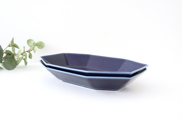 Yasumi Oval Plate Blue Porcelain Mino Ware