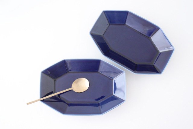Yasumi Oval Plate Blue Porcelain Mino Ware