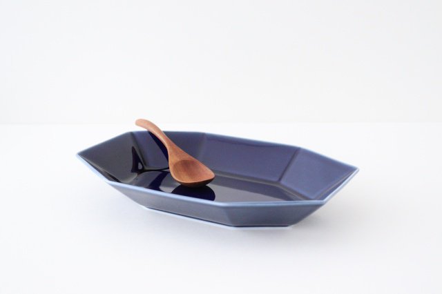 Yasumi Oval Plate Blue Porcelain Mino Ware