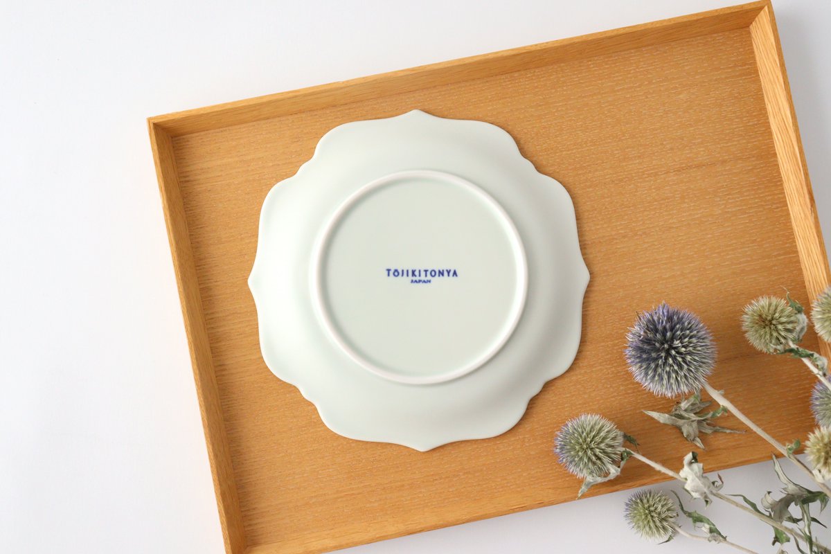 aoi Flower-shaped Pate Blue and White | Mino Ware