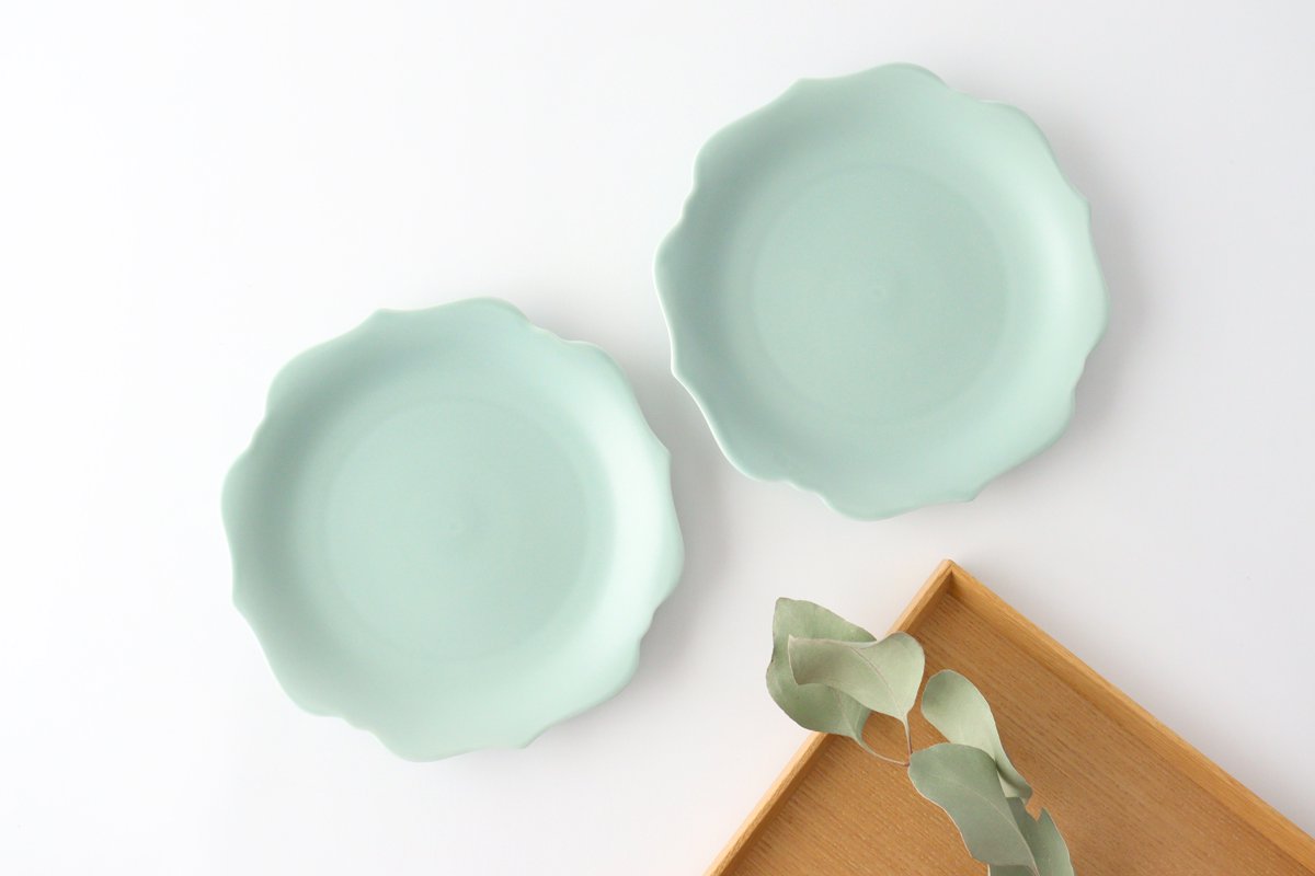 aoi Flower-shaped Plate Green| Mino Ware