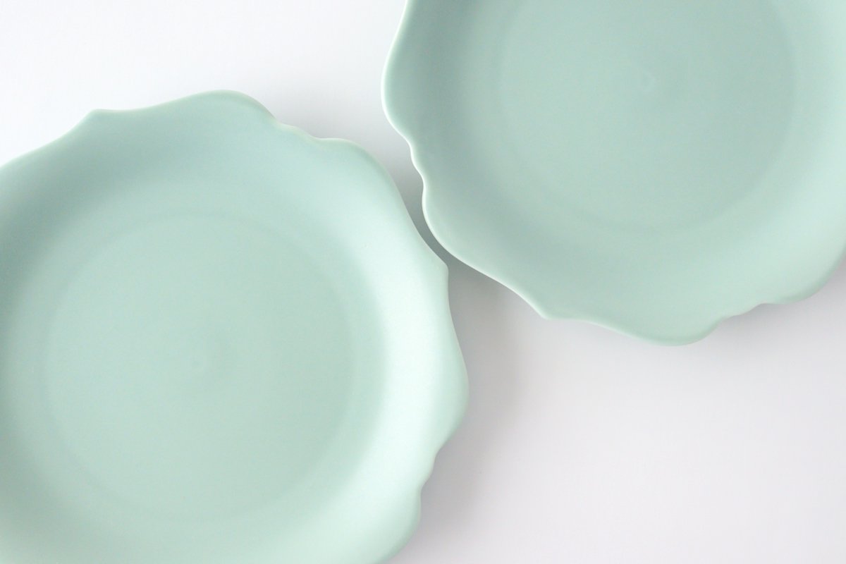 aoi Flower-shaped Plate Green| Mino Ware