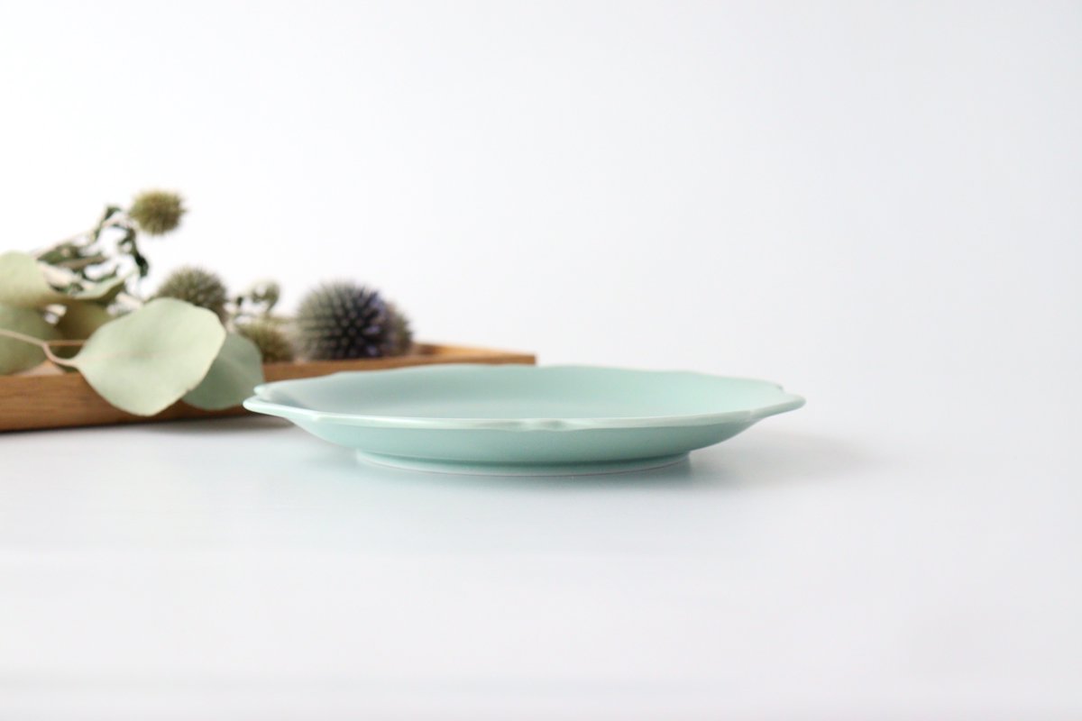 aoi Flower-shaped Plate Green| Mino Ware