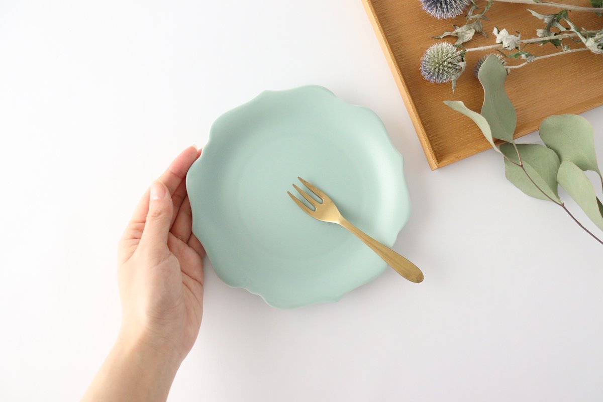 aoi Flower-shaped Plate Green| Mino Ware